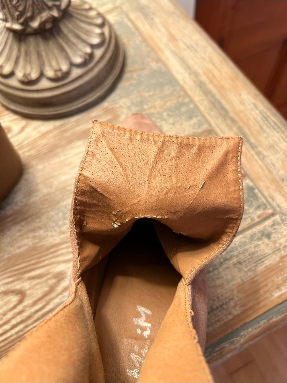 Mi.iM Blush Pink Suede Ankle Booties Block Heel Western Size 7 1/2 - Picture 12 of 16